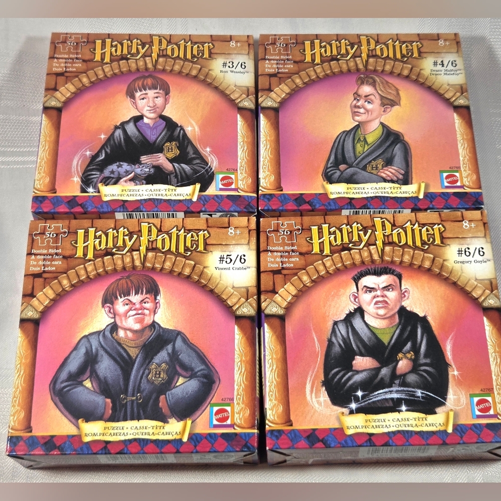2001 Mattel Harry Potter Puzzls Boxes - Orange and Purple Box Set of 4